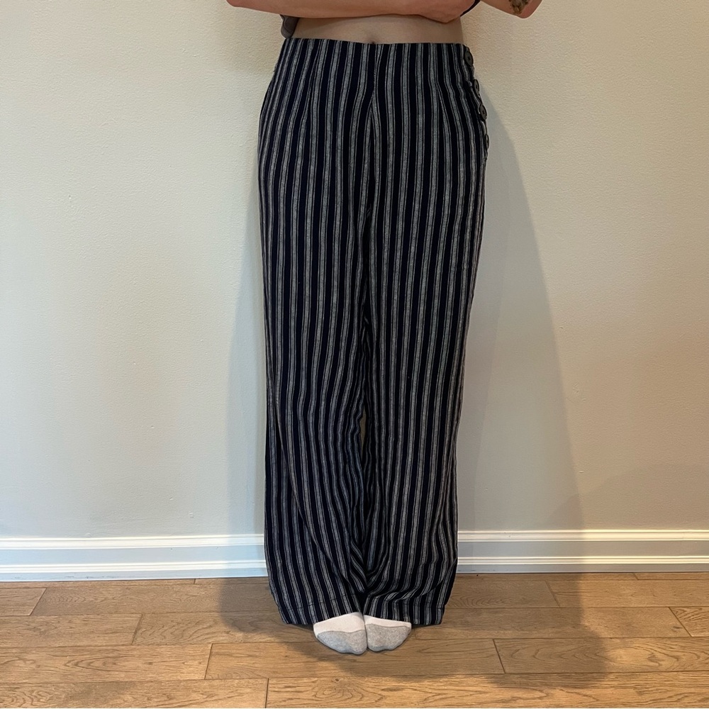 GAP Black and White Striped Wide Leg Pants